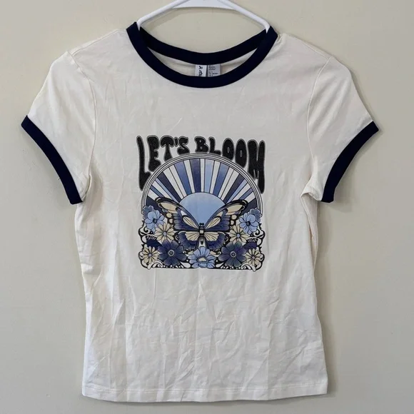 New & Other Stories Cap-Sleeve T-Shirt White Print Small - Picture 4 of 9